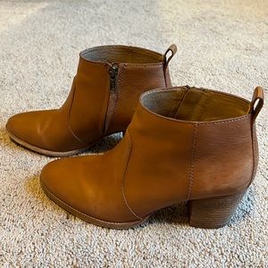 Madewell Brenner Caramel Brown Leather Booties Size 7.5